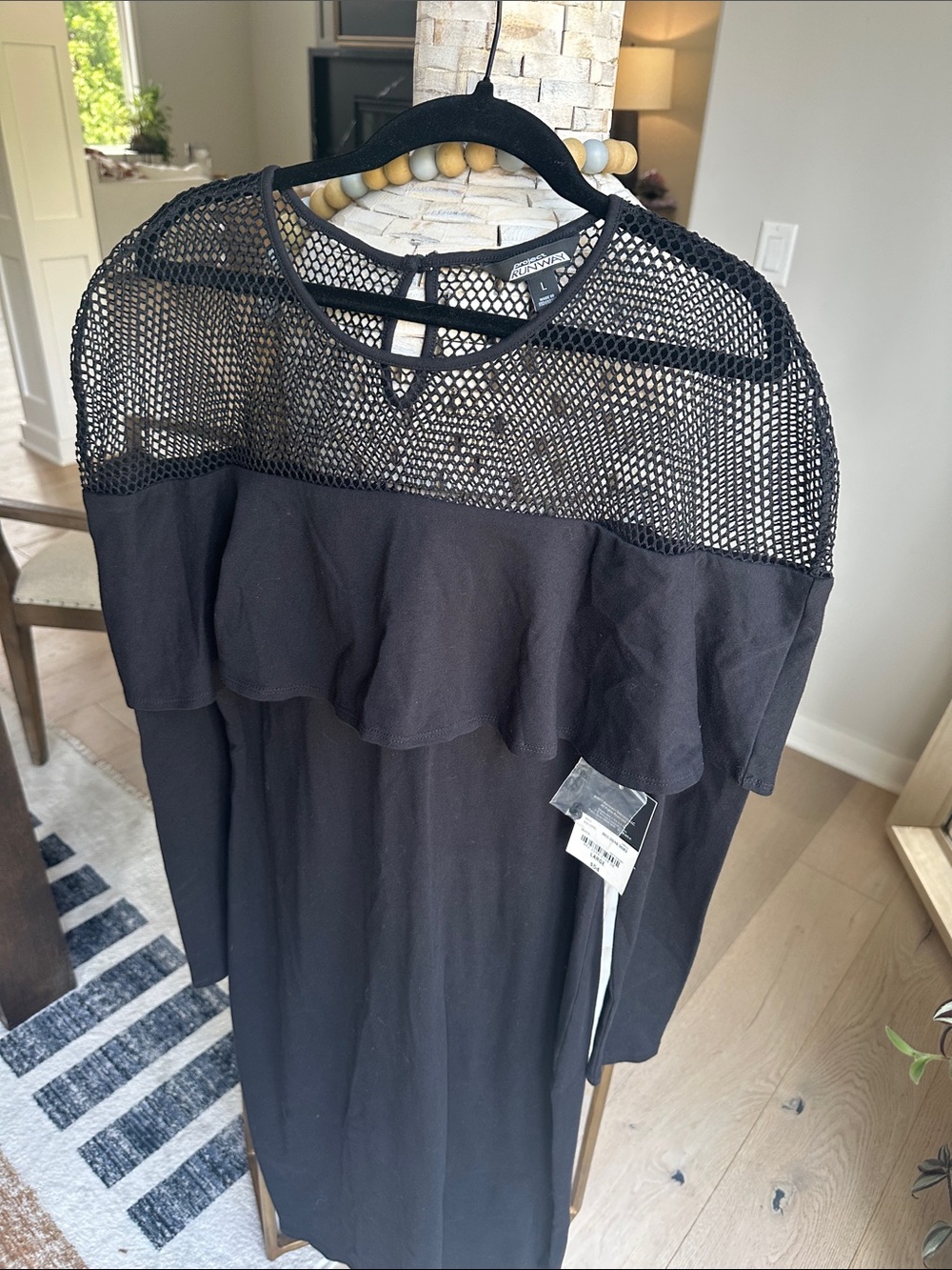 project RUNWAY Black Long Sleeve Mesh Yoke Ruffle Dress - Picture 3 of 3